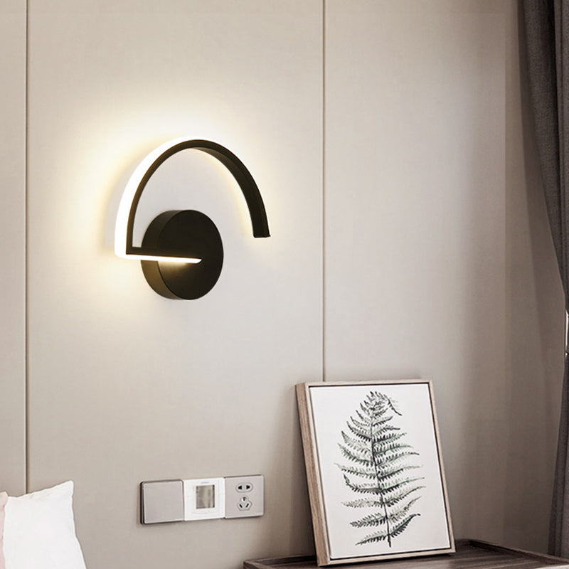 Nordic Fashion Wall Mount Lamp LED Metal Semicircle Sconce Light for Bedroom Living Room Clearhalo 'Wall Lamps & Sconces' 'Wall Lights' Lighting' 2627567