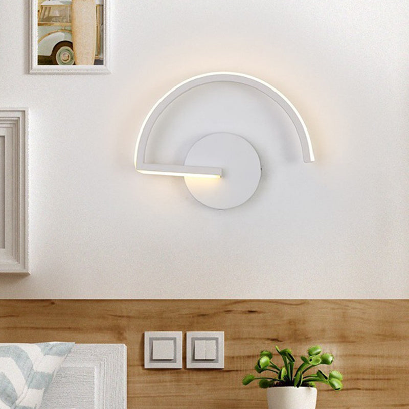 Nordic Fashion Wall Mount Lamp LED Metal Semicircle Sconce Light for Bedroom Living Room White Clearhalo 'Wall Lamps & Sconces' 'Wall Lights' Lighting' 2627569