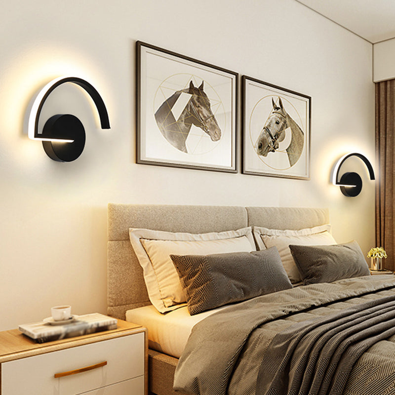 Nordic Fashion Wall Mount Lamp LED Metal Semicircle Sconce Light for Bedroom Living Room Clearhalo 'Wall Lamps & Sconces' 'Wall Lights' Lighting' 2627570