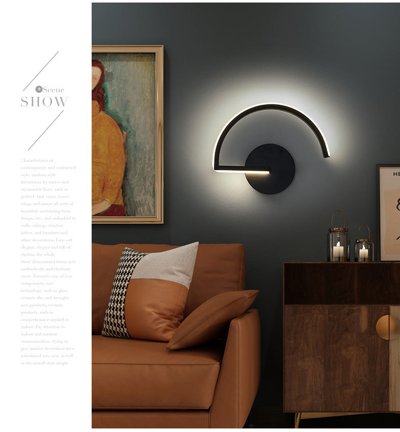 Nordic Fashion Wall Mount Lamp LED Metal Semicircle Sconce Light for Bedroom Living Room Clearhalo 'Wall Lamps & Sconces' 'Wall Lights' Lighting' 2627574