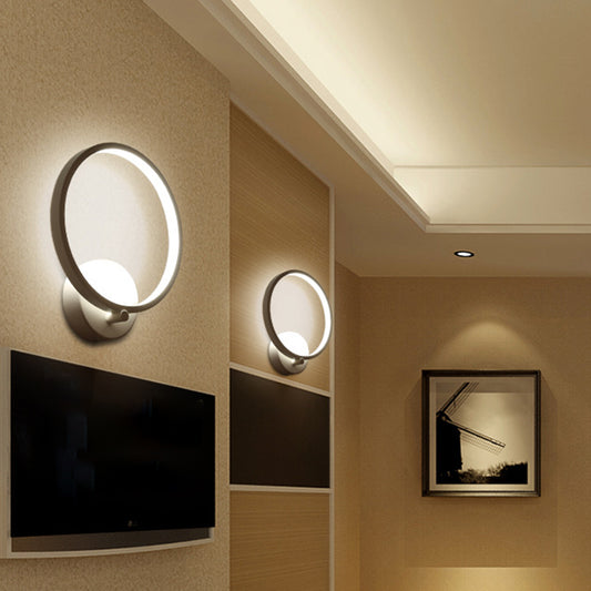 Contemporary LED Sconce Light Fixture Creative Metal Circle Shade Wall Lamp for Bedroom Clearhalo 'Wall Lamps & Sconces' 'Wall Lights' Lighting' 2627628