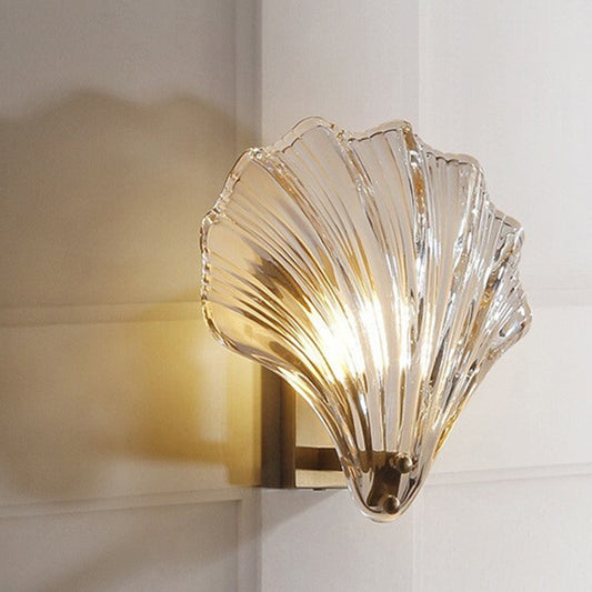 Scalloped Indoor Decoration Wall Sconce Modern Metal Wall Lamp in Shell Shade for Corridor Clearhalo 'Wall Lamps & Sconces' 'Wall Lights' Lighting' 2627636