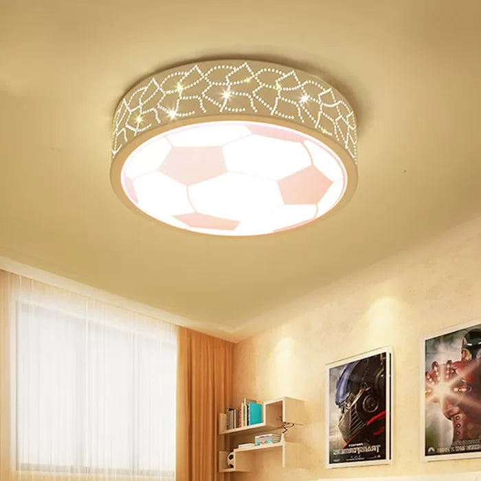 Metal Flat Soccer Ceiling Light Kids Bedroom Bathroom Sport Creative Flush Mount Light Clearhalo 'Ceiling Lights' 'Close To Ceiling Lights' 'Close to ceiling' 'Flush mount' Lighting' 26277