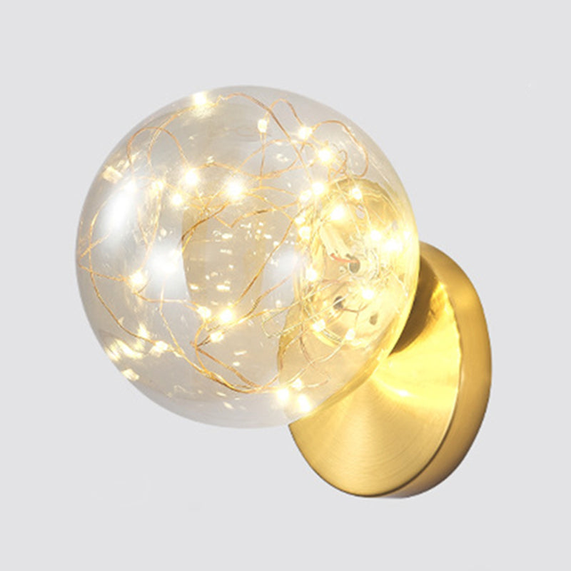 1 Light Glass Shade Wall Mount Light Fixture Creative Star Sconce Light for Bedside Brass Cognac Clearhalo 'Wall Lamps & Sconces' 'Wall Lights' Lighting' 2627731