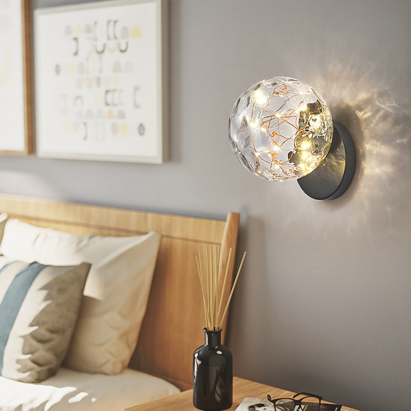 1 Light Glass Shade Wall Mount Light Fixture Creative Star Sconce Light for Bedside Clearhalo 'Wall Lamps & Sconces' 'Wall Lights' Lighting' 2627735