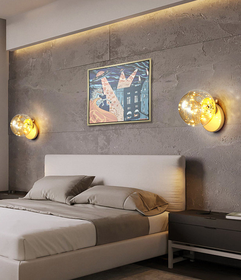 1 Light Glass Shade Wall Mount Light Fixture Creative Star Sconce Light for Bedside Clearhalo 'Wall Lamps & Sconces' 'Wall Lights' Lighting' 2627745