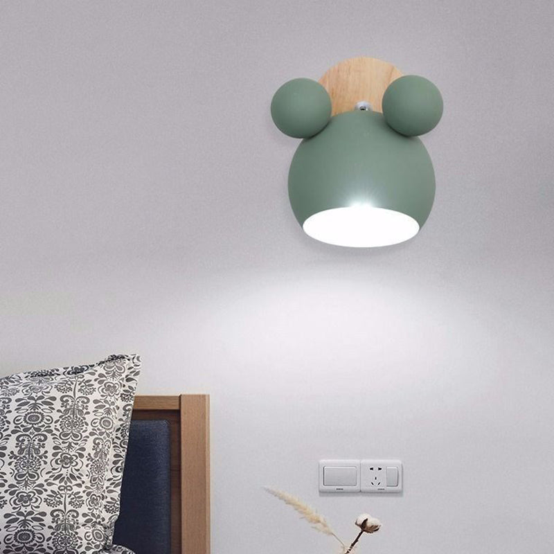 Lovely Mickey Wall Sconce Lights Nordic Macaroon Wall Lamp with Adjustable Head Green Clearhalo 'Wall Lamps & Sconces' 'Wall Lights' Lighting' 2627778