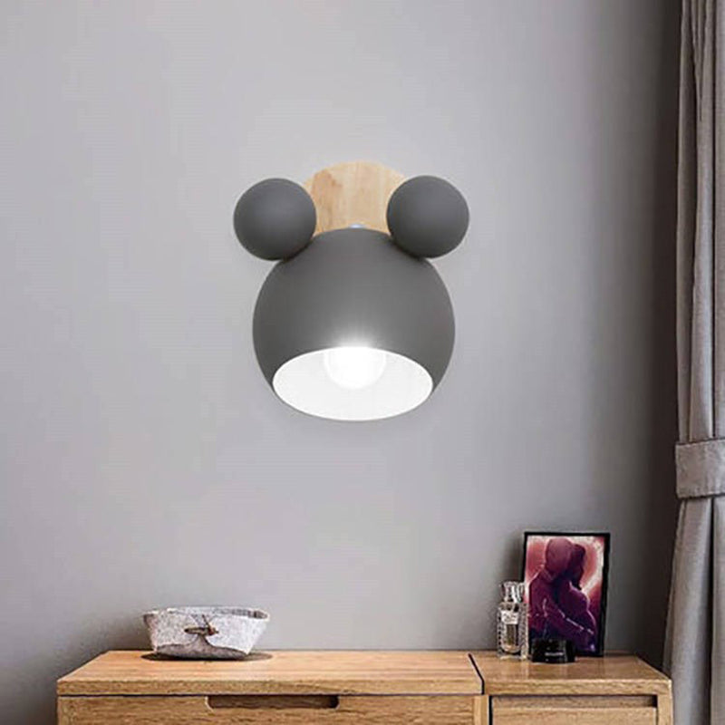 Lovely Mickey Wall Sconce Lights Nordic Macaroon Wall Lamp with Adjustable Head Grey Clearhalo 'Wall Lamps & Sconces' 'Wall Lights' Lighting' 2627779