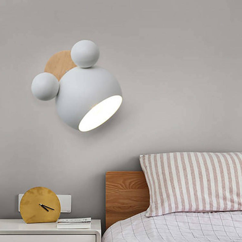 Lovely Mickey Wall Sconce Lights Nordic Macaroon Wall Lamp with Adjustable Head White Clearhalo 'Wall Lamps & Sconces' 'Wall Lights' Lighting' 2627780