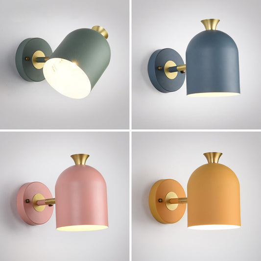 Simplicity Nordic Wall Mounted Light 1 light Macaroon Metal Sconce Light Fixture for Bedroom Clearhalo 'Wall Lamps & Sconces' 'Wall Lights' Lighting' 2627788