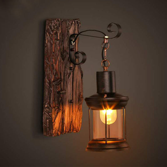 Loft Industrial Style Wall Mounted Light Wooden Wall Lighting Ideas for Corridor Restaurant Clearhalo 'Wall Lamps & Sconces' 'Wall Lights' Lighting' 2627880