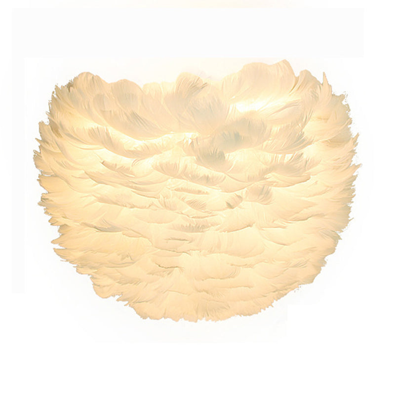 Romantic Feather Wall Mount Lamp Modern Cosy Wall Sconce Lighting for Bedroom White 3 Color Clearhalo 'Wall Lamps & Sconces' 'Wall Lights' Lighting' 2627942