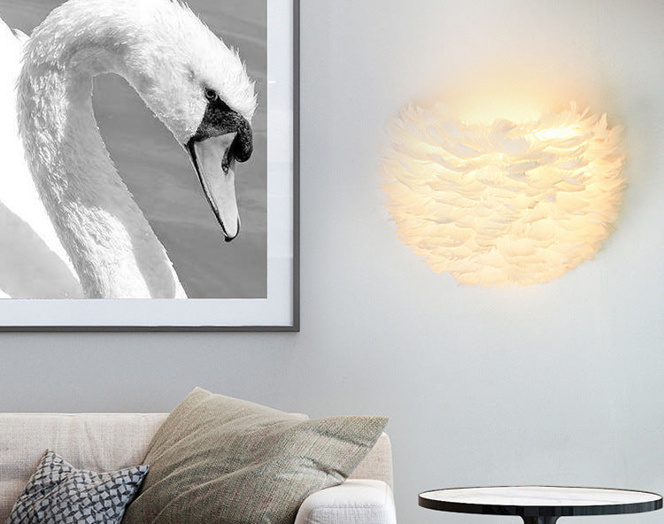 Romantic Feather Wall Mount Lamp Modern Cosy Wall Sconce Lighting for Bedroom Clearhalo 'Wall Lamps & Sconces' 'Wall Lights' Lighting' 2627949