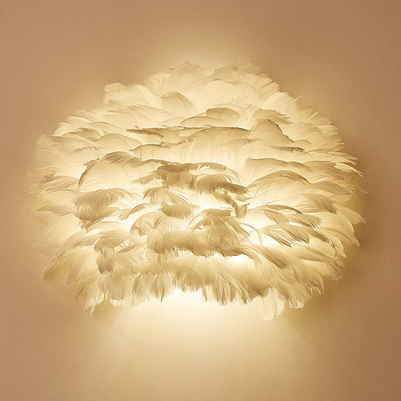 Nordic Simple Feather Sconce Light 1 light Romantic Wall Lamp for Bedroom Clearhalo 'Wall Lamps & Sconces' 'Wall Lights' Lighting' 2627953