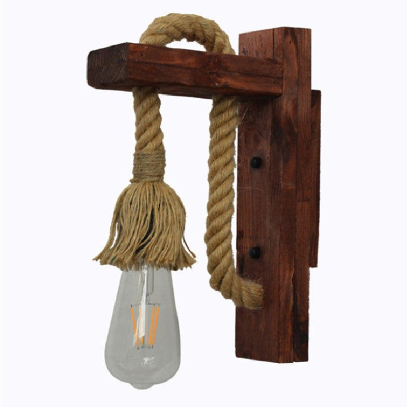 Bare Bulb Wall Sconce 1 Head Industrial Braided Rope Wall Lighting Ideas for Restaurant Corridor Clearhalo 'Wall Lamps & Sconces' 'Wall Lights' Lighting' 2627971