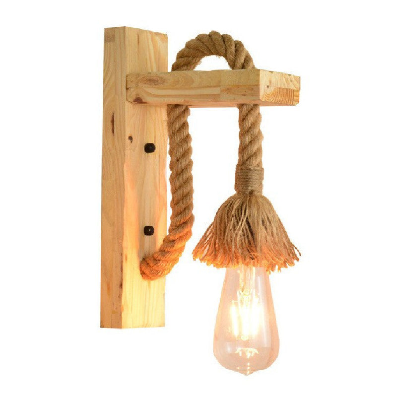 Bare Bulb Wall Sconce 1 Head Industrial Braided Rope Wall Lighting Ideas for Restaurant Corridor Clearhalo 'Wall Lamps & Sconces' 'Wall Lights' Lighting' 2627974