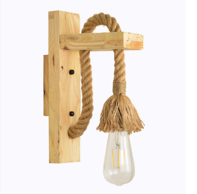 Bare Bulb Wall Sconce 1 Head Industrial Braided Rope Wall Lighting Ideas for Restaurant Corridor Clearhalo 'Wall Lamps & Sconces' 'Wall Lights' Lighting' 2627975