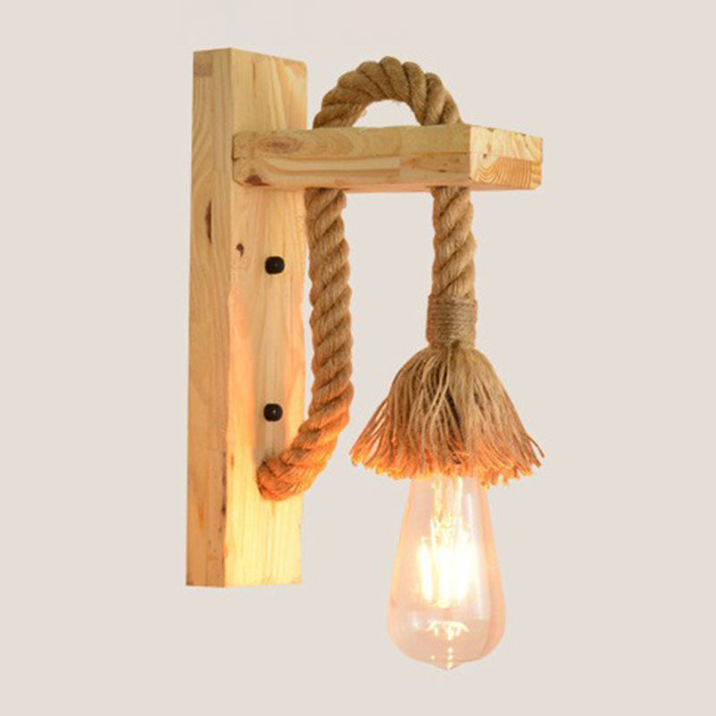 Bare Bulb Wall Sconce 1 Head Industrial Braided Rope Wall Lighting Ideas for Restaurant Corridor Clearhalo 'Wall Lamps & Sconces' 'Wall Lights' Lighting' 2627977