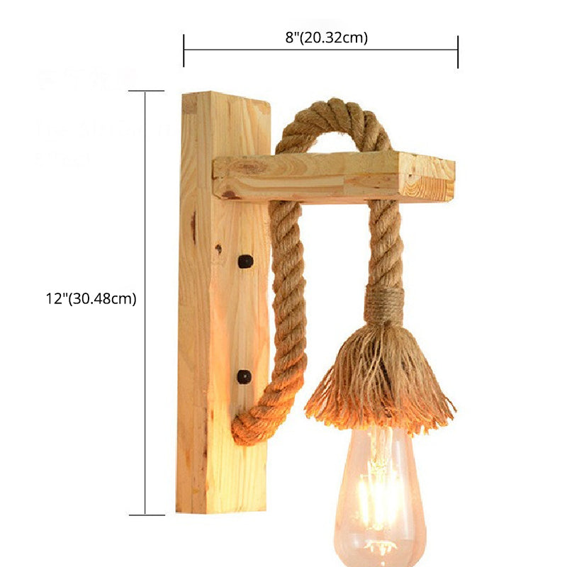 Bare Bulb Wall Sconce 1 Head Industrial Braided Rope Wall Lighting Ideas for Restaurant Corridor Clearhalo 'Wall Lamps & Sconces' 'Wall Lights' Lighting' 2627978