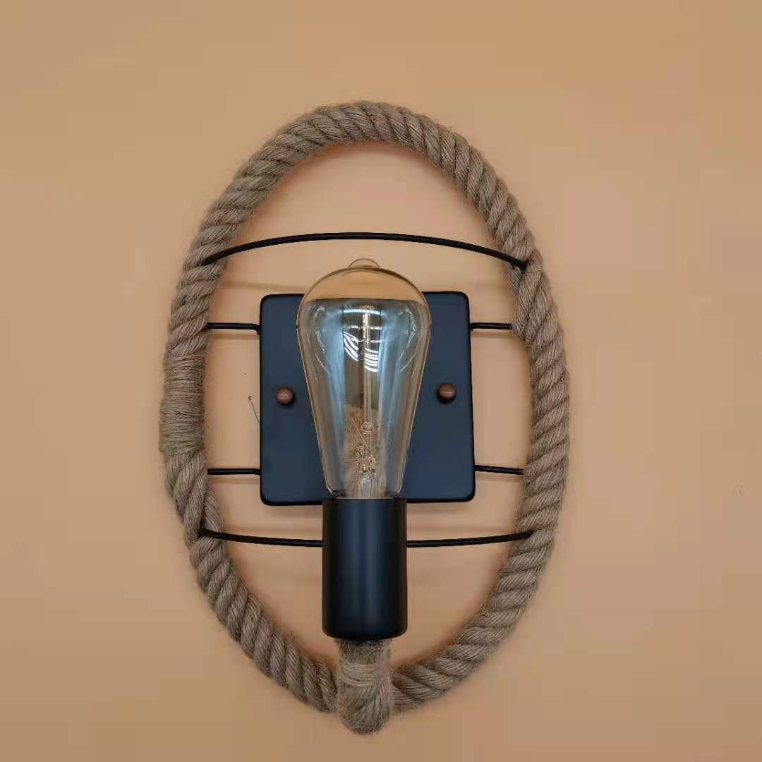 Wagon Wheel Indoor Wall Lighting Lodge Style Wall Mount Light with Rope Shade Clearhalo 'Wall Lamps & Sconces' 'Wall Lights' Lighting' 2627991