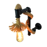 Industrial Style Wall Light Sconce Creative Jute Rope with Metal Plumbing Pipe Clearhalo 'Wall Lamps & Sconces' 'Wall Lights' Lighting' 2627996