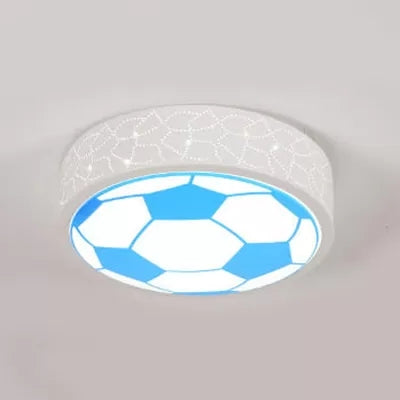 Metal Flat Soccer Ceiling Light Kids Bedroom Bathroom Sport Creative Flush Mount Light Blue Clearhalo 'Ceiling Lights' 'Close To Ceiling Lights' 'Close to ceiling' 'Flush mount' Lighting' 26280