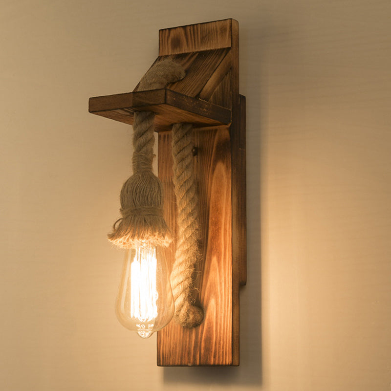 American Rustic Wall Sconce Wooden Natural Rope Sconce Light for Restaurant Coffee Shop Clearhalo 'Wall Lamps & Sconces' 'Wall Lights' Lighting' 2628003