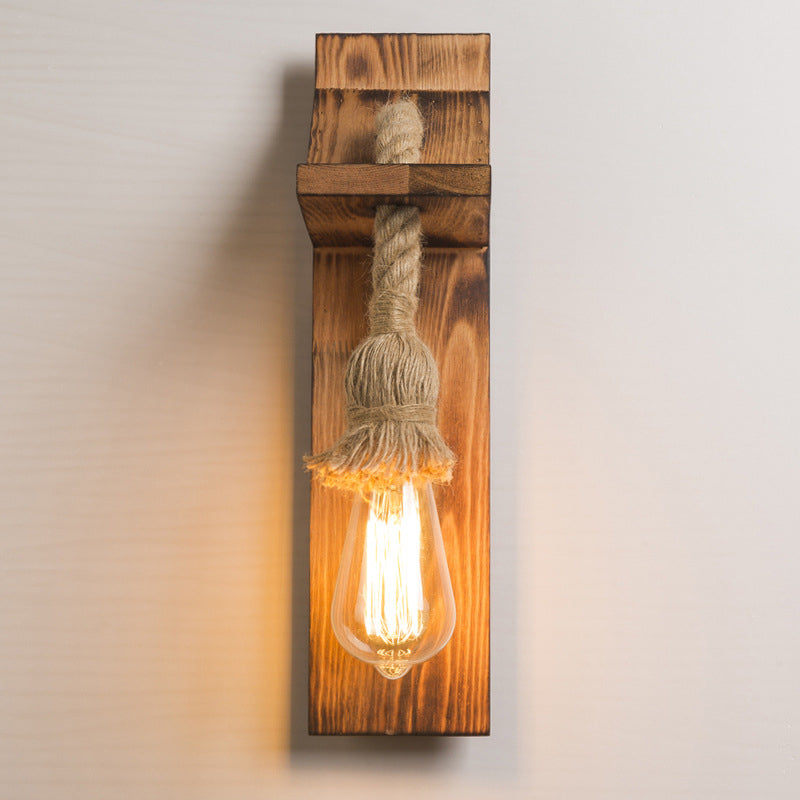 American Rustic Wall Sconce Wooden Natural Rope Sconce Light for Restaurant Coffee Shop Clearhalo 'Wall Lamps & Sconces' 'Wall Lights' Lighting' 2628006