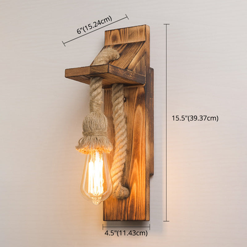 American Rustic Wall Sconce Wooden Natural Rope Sconce Light for Restaurant Coffee Shop Clearhalo 'Wall Lamps & Sconces' 'Wall Lights' Lighting' 2628007