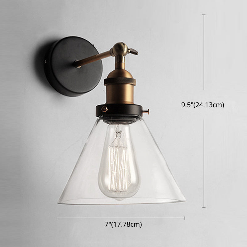 Vintage Industrial Wall Sconce Single Light Sconce Light in Clear Glass Shade Clearhalo 'Wall Lamps & Sconces' 'Wall Lights' Lighting' 2628022