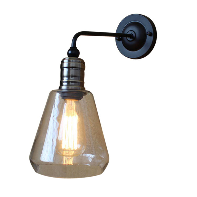 American Vintage Style Wall Lamp Simplicity 1 Light Sconce Light in Glass Shade Black Clearhalo 'Wall Lamps & Sconces' 'Wall Lights' Lighting' 2628041