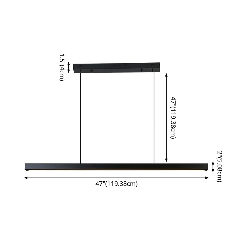 Rectangular Diner LED Suspension Lamp Metal Minimalist Linear Island Light Fixture Clearhalo 'Ceiling Lights' 'Island Lights' 'Lighting' 2628086