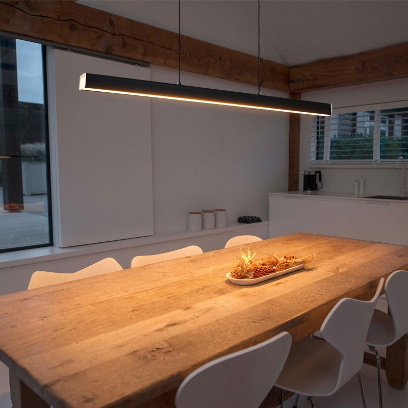 Rectangular Diner LED Suspension Lamp Metal Minimalist Linear Island Light Fixture Clearhalo 'Ceiling Lights' 'Island Lights' 'Lighting' 2628088