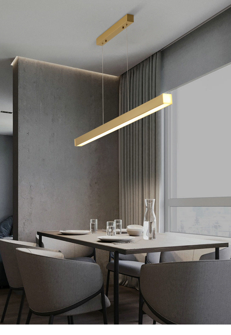 Rectangular Diner LED Suspension Lamp Metal Minimalist Linear Island Light Fixture Clearhalo 'Ceiling Lights' 'Island Lights' 'Lighting' 2628089