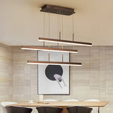 3-Tiered Linear Pendant Light Minimalist Acrylic Dining Room LED Island Light in Coffee Coffee Clearhalo 'Ceiling Lights' 'Island Lights' 'Lighting' 2628154