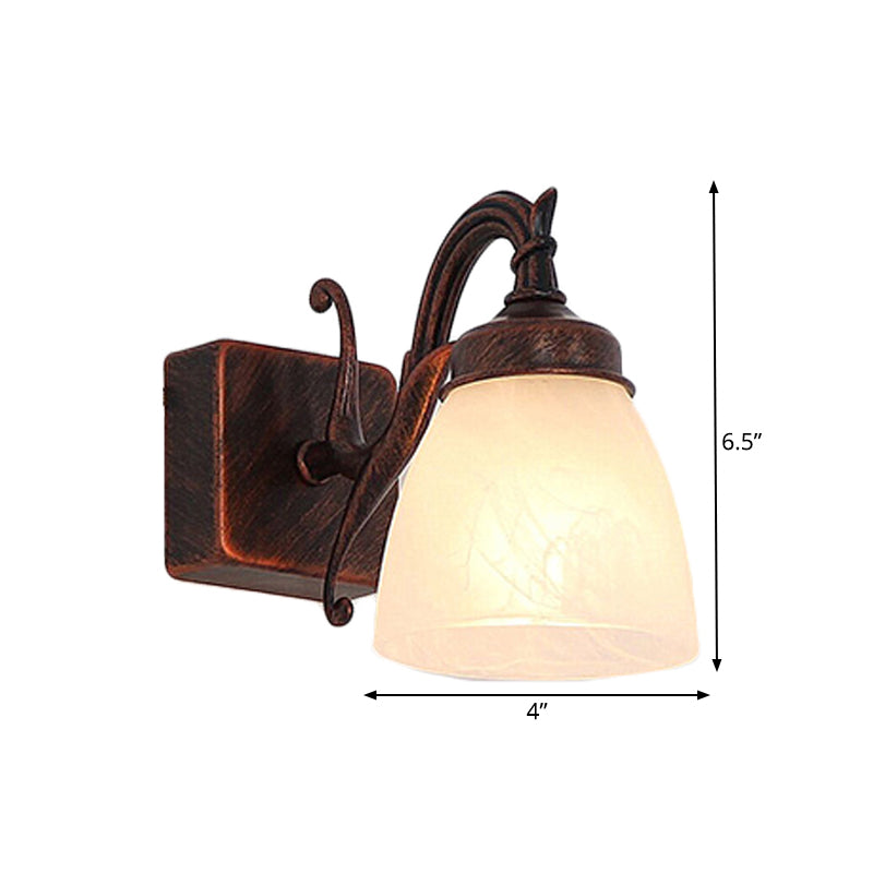 Copper Dome Sconce Traditional Opal Glass 1/2/3 Lights Bathroom Wall Mounted Vanity Light Clearhalo 'Vanity Lights' 'Wall Lights' Lighting' 262820