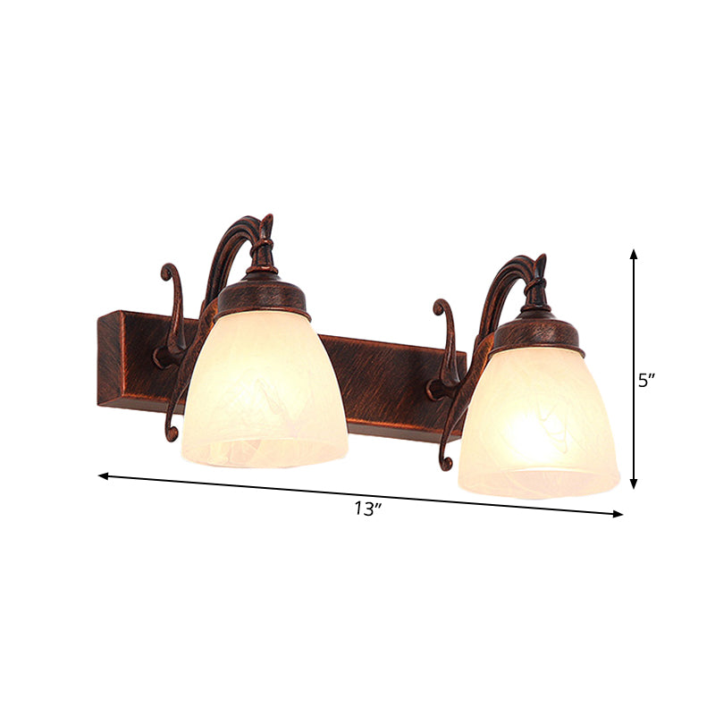 Copper Dome Sconce Traditional Opal Glass 1/2/3 Lights Bathroom Wall Mounted Vanity Light Clearhalo 'Vanity Lights' 'Wall Lights' Lighting' 262821