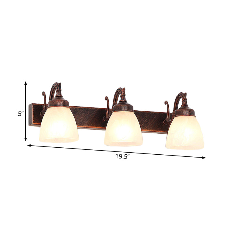 Copper Dome Sconce Traditional Opal Glass 1/2/3 Lights Bathroom Wall Mounted Vanity Light Clearhalo 'Vanity Lights' 'Wall Lights' Lighting' 262822