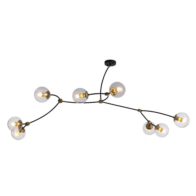 Black-Gold Molecular Suspension Lighting Minimalist Metal Island Light with Ball Glass Shade 8 Black-Gold Clear Clearhalo 'Ceiling Lights' 'Island Lights' 'Lighting' 2628265