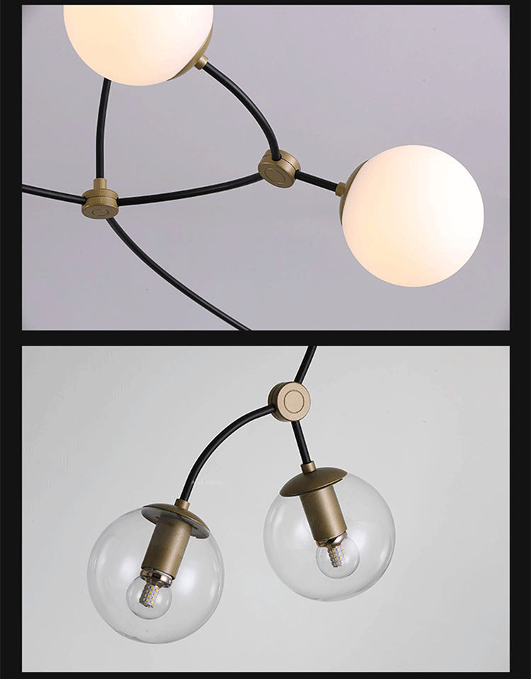 Black-Gold Molecular Suspension Lighting Minimalist Metal Island Light with Ball Glass Shade Clearhalo 'Ceiling Lights' 'Island Lights' 'Lighting' 2628267