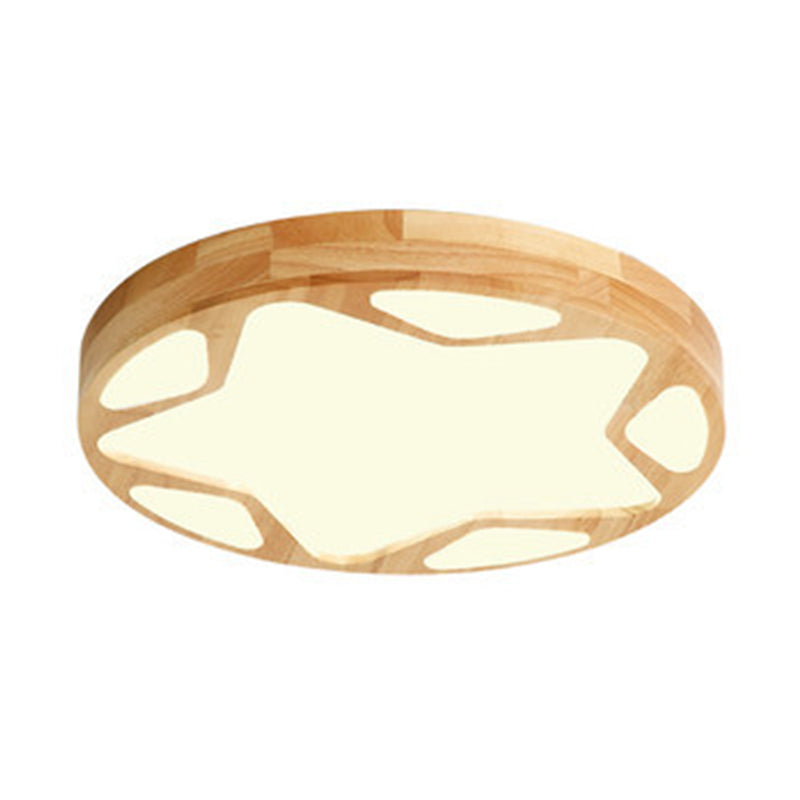 Modern Minimalist Round Ceiling Flush Mount Light Natural Wood Star Living Room Flush Mount Lighting Wood Clearhalo 'Ceiling Lights' 'Close To Ceiling Lights' 'Lighting' 2628271