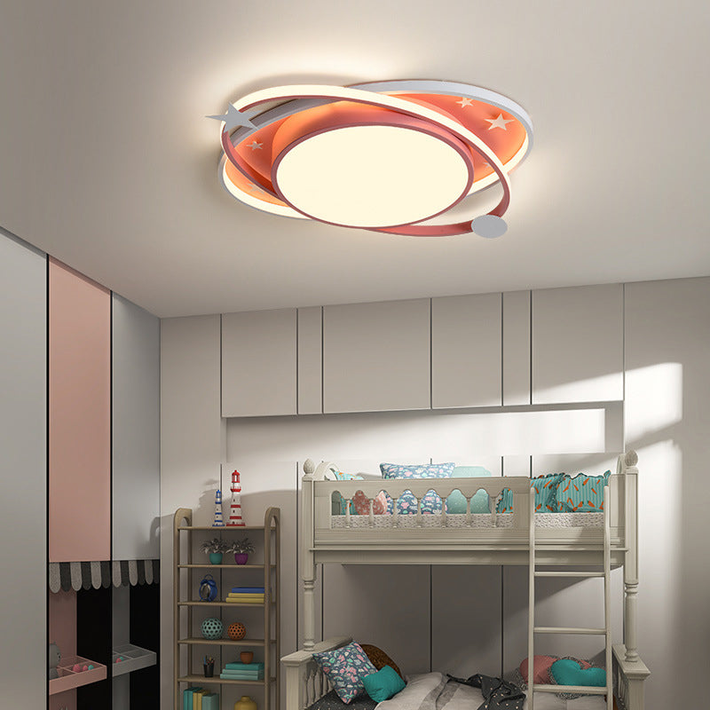 Nordic Metal Flush Mount Light Fixture Saturn Flush Mount Spotlight with White Acrylic Shade for Kids Bedroom Clearhalo 'Ceiling Lights' 'Close To Ceiling Lights' 'Lighting' 2628301