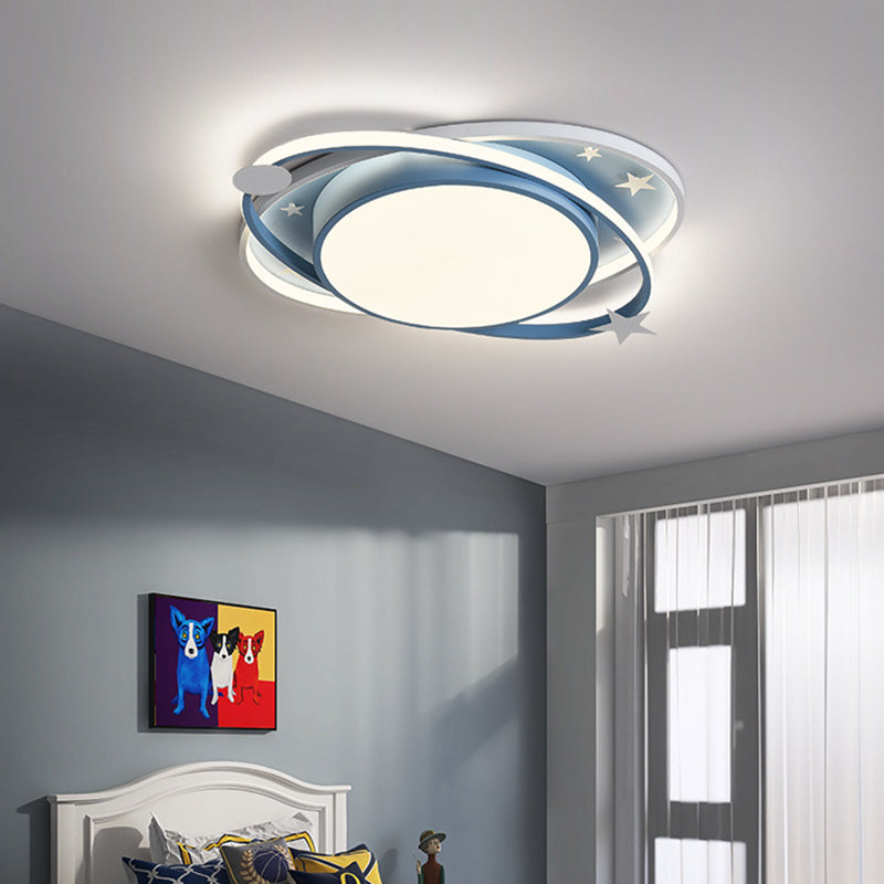 Nordic Metal Flush Mount Light Fixture Saturn Flush Mount Spotlight with White Acrylic Shade for Kids Bedroom Clearhalo 'Ceiling Lights' 'Close To Ceiling Lights' 'Lighting' 2628303