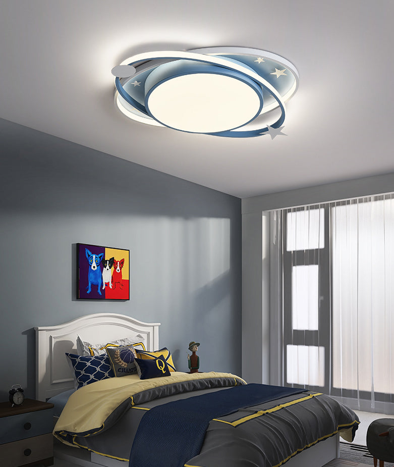 Nordic Metal Flush Mount Light Fixture Saturn Flush Mount Spotlight with White Acrylic Shade for Kids Bedroom Clearhalo 'Ceiling Lights' 'Close To Ceiling Lights' 'Lighting' 2628315