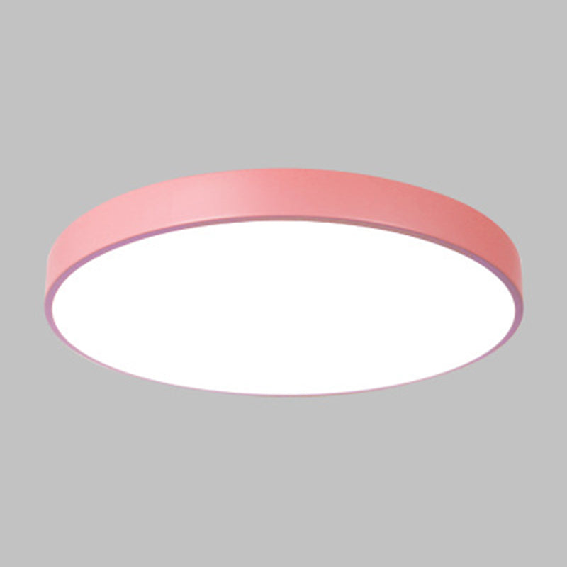 Nordic Style Metal Flush Mount Ceiling Lamp Round Shape LED Flush Mount Lighting for Bedroom Pink Clearhalo 'Ceiling Lights' 'Close To Ceiling Lights' 'Lighting' 2628332