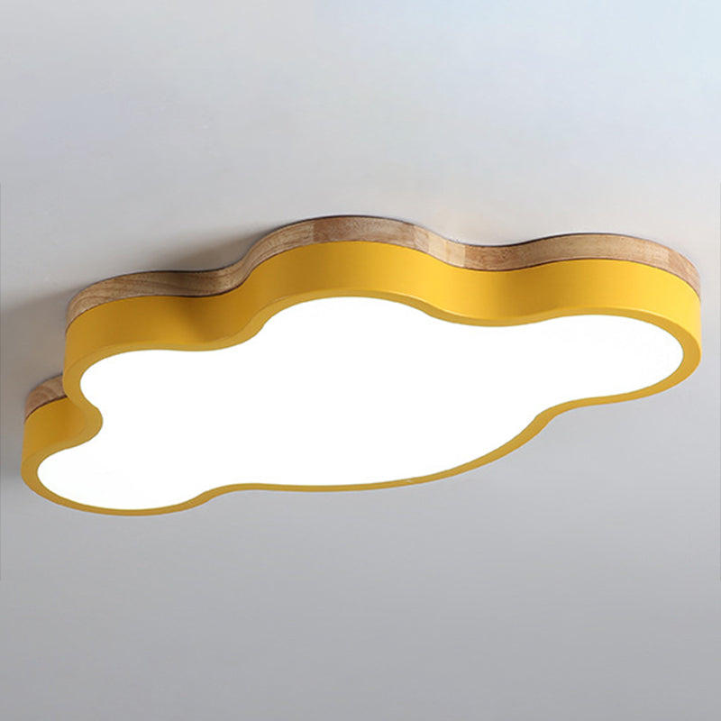 Nordic Style Metal Flush Mount Ceiling Lamp Cloud Shape LED Flush Mount Lighting for Kids Bedroom Yellow Clearhalo 'Ceiling Lights' 'Close To Ceiling Lights' 'Lighting' 2628343