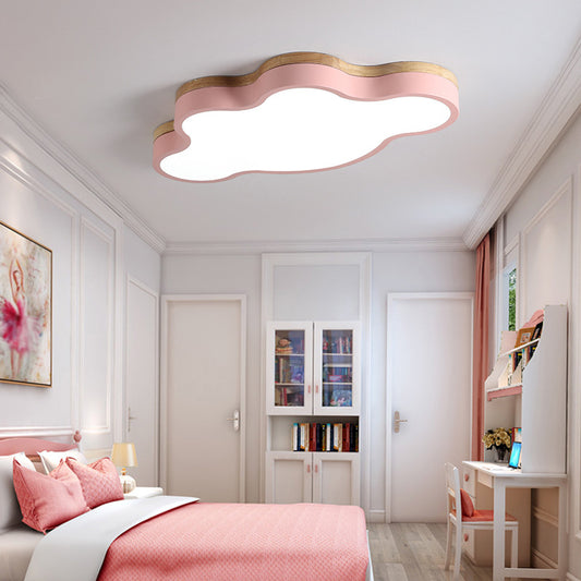 Nordic Style Metal Flush Mount Ceiling Lamp Cloud Shape LED Flush Mount Lighting for Kids Bedroom Pink Clearhalo 'Ceiling Lights' 'Close To Ceiling Lights' 'Lighting' 2628346