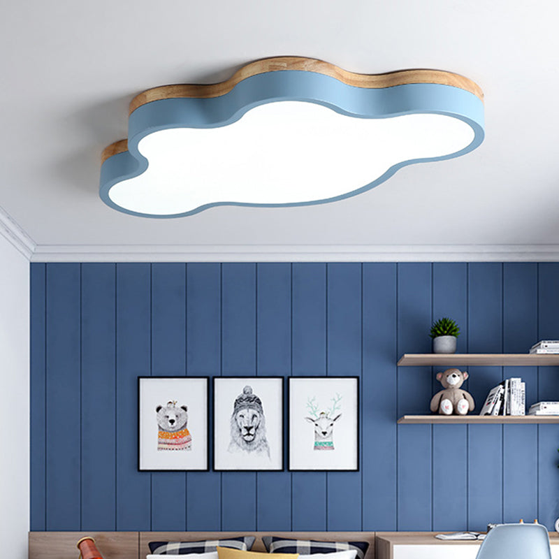 Nordic Style Metal Flush Mount Ceiling Lamp Cloud Shape LED Flush Mount Lighting for Kids Bedroom Blue Clearhalo 'Ceiling Lights' 'Close To Ceiling Lights' 'Lighting' 2628347