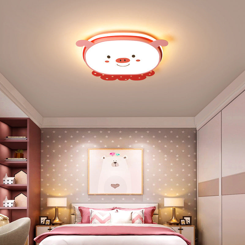 Cartoon Metal LED Flush Mount Light Fixture Cartoon Pig Flush Mount Spotlight for Kids Bedroom Clearhalo 'Ceiling Lights' 'Close To Ceiling Lights' 'Lighting' 2628405