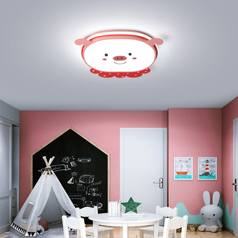 Cartoon Metal LED Flush Mount Light Fixture Cartoon Pig Flush Mount Spotlight for Kids Bedroom Clearhalo 'Ceiling Lights' 'Close To Ceiling Lights' 'Lighting' 2628409